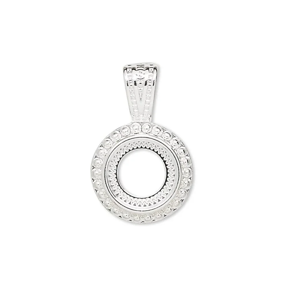 Silver Brass Rope 10mm Round Cabochon Pendant Setting